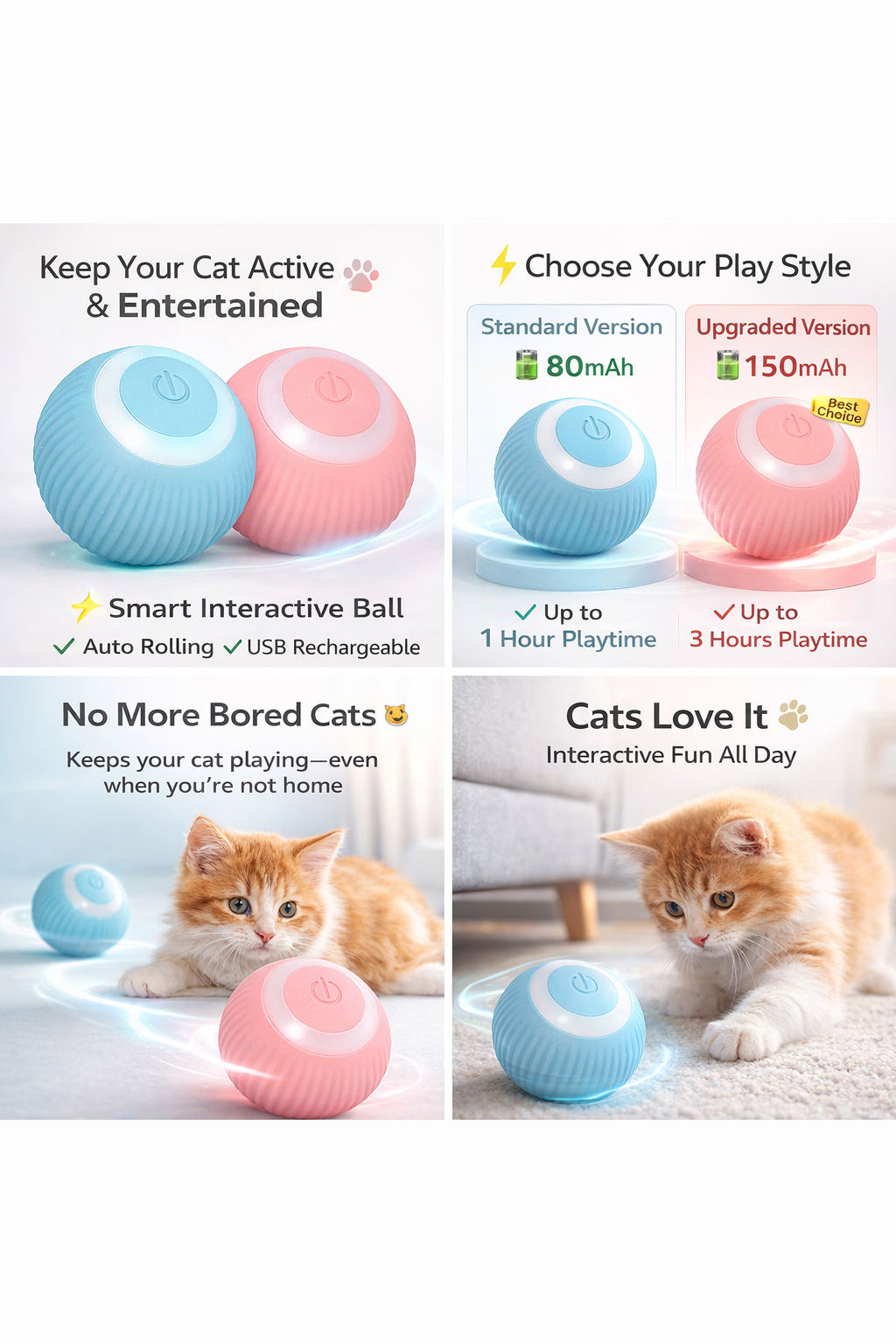 Is your pet bored at home? 
Keeps them active, chasing, and playing no effort needed.